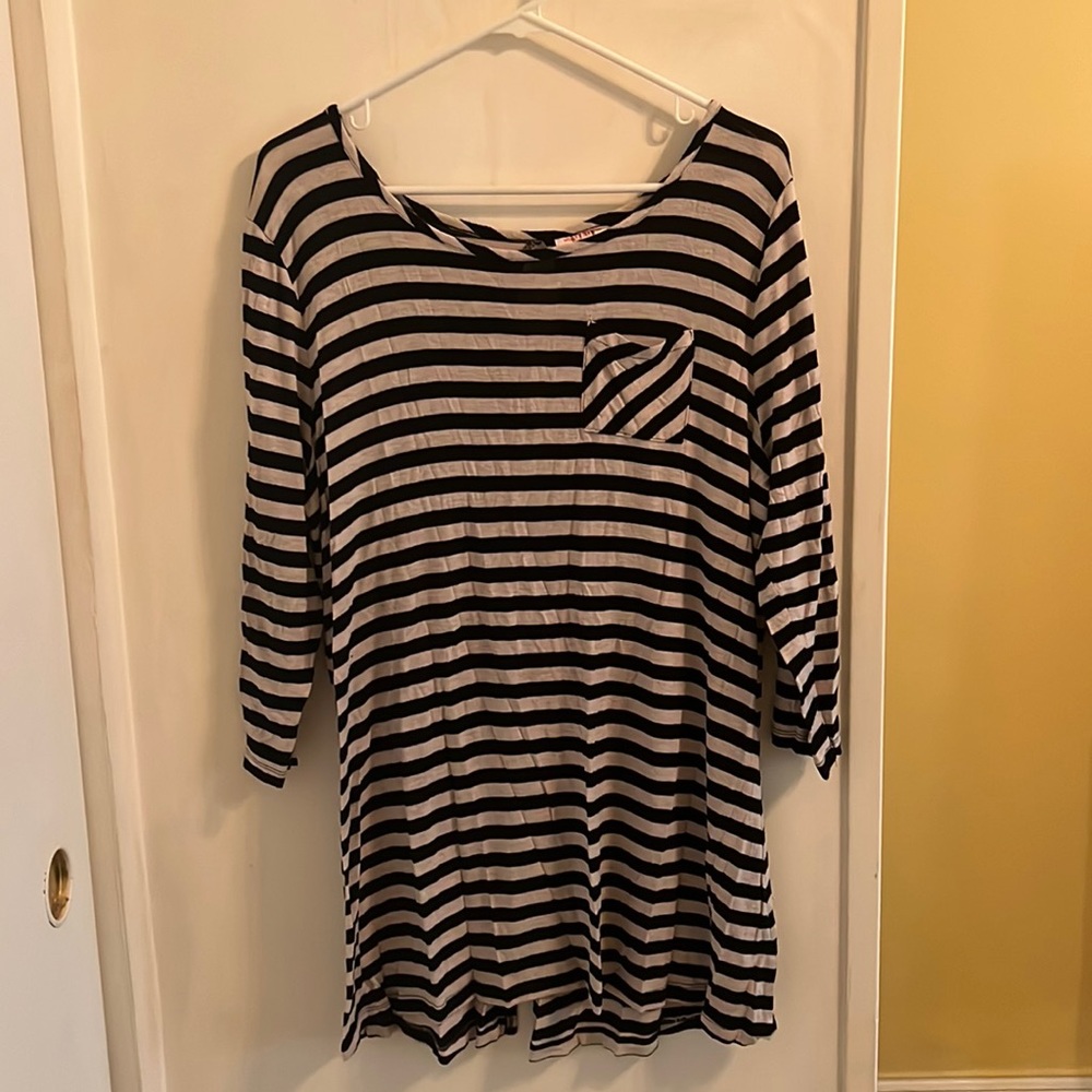 3/4 Sleeve Stripped Shirt with pocket detail